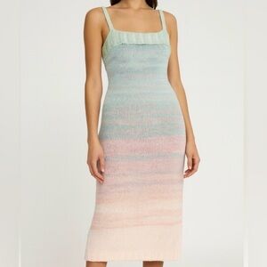 525 America Women's Ombre‎ Knit Midi Dress XS Multicolor Gradient